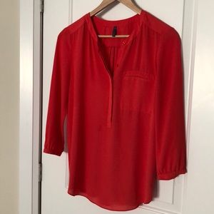 Orange red pop over blouse